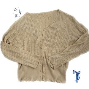 Women's simple retro cream cardigan